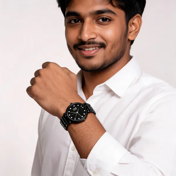 Black_Chain_Link_Quartz_Analog_Watch_For_Men