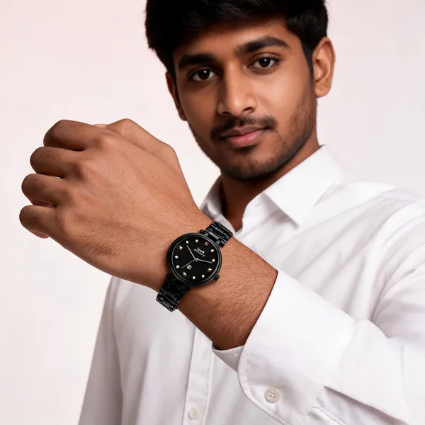 Black_Chain_Link_Quartz_Analog_Watch_For_Men