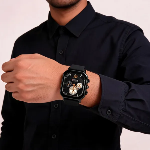 Black_Silicon_Rectangular_Chronograph_Watch_For_Men