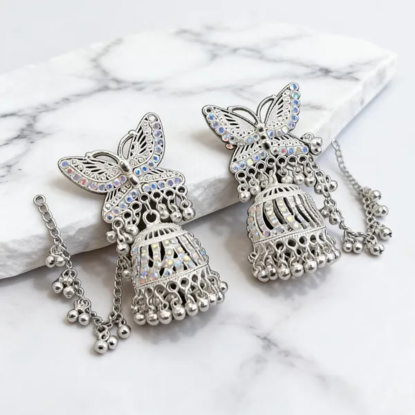 Silver_Brass_Butterfly_Jhumka_Earrings_For_Women