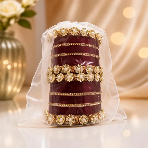 Maroon_Brass_Embellished_Bangle_Set_For_Women