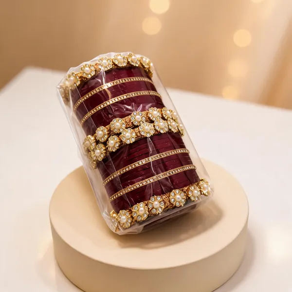 Maroon_Brass_Embellished_Bangle_Set_For_Women