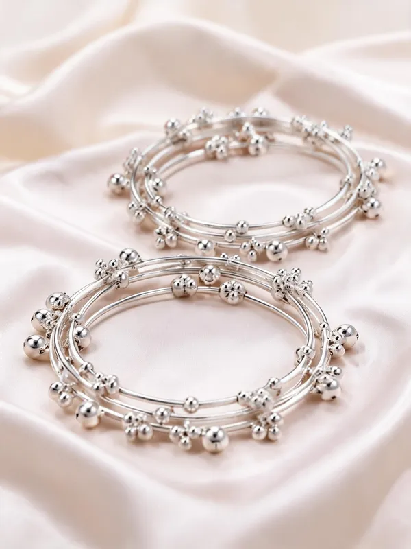 Silver_Brass_Beaded_Bangle_Set_For_Women