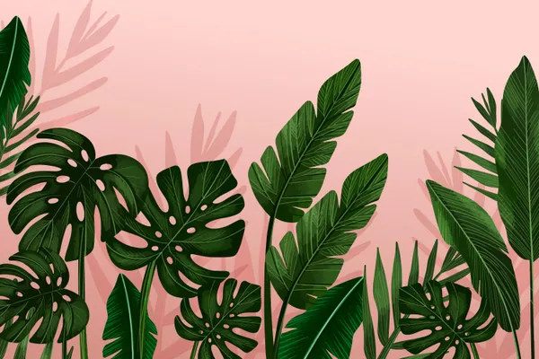 Pink_Tropical_Leaf_Pattern_Wall_Art