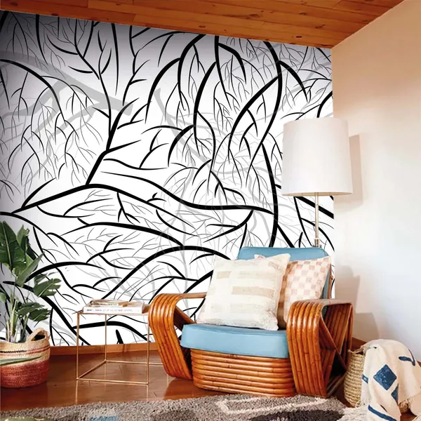 White_Modern_Leaf_Pattern_Wallpaper