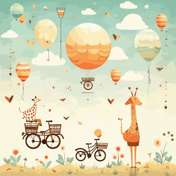 Pastel_Hot_Air_Balloon_Giraffe_Bicycle_Wall_Art