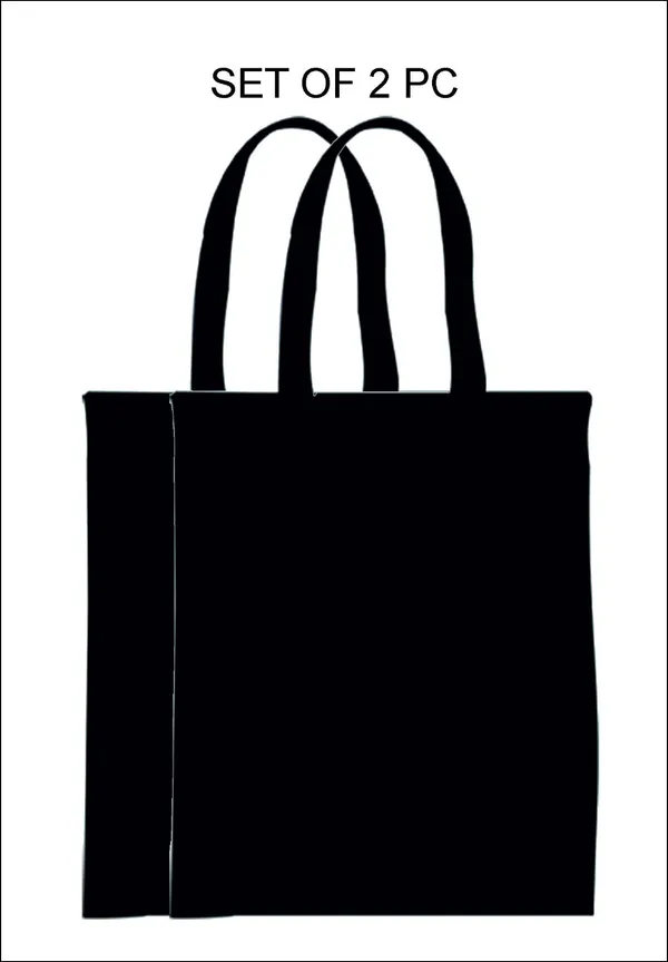 Black_Cotton-Poly_Plain_Tote_Grocery_Bag_Set_Of_2