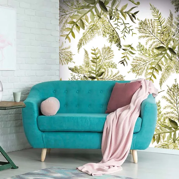 Botanical_Green_Leaf_Print_Wall_Mural