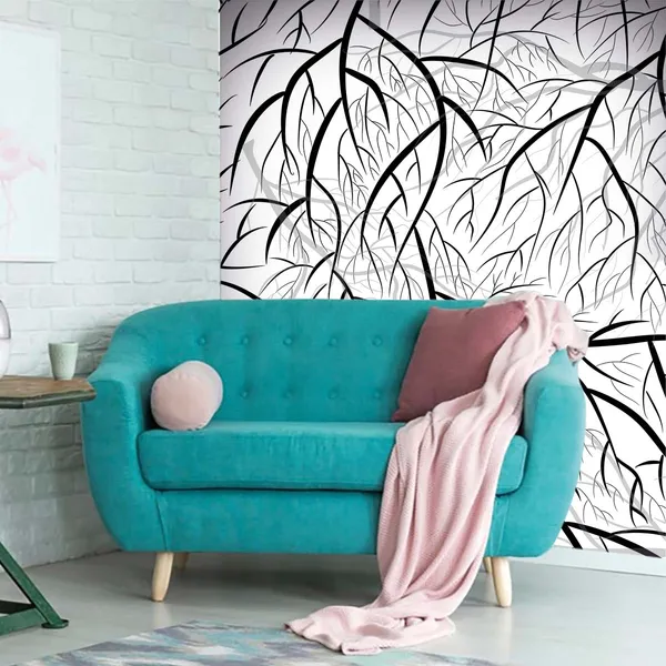 White_Modern_Leaf_Pattern_Wallpaper