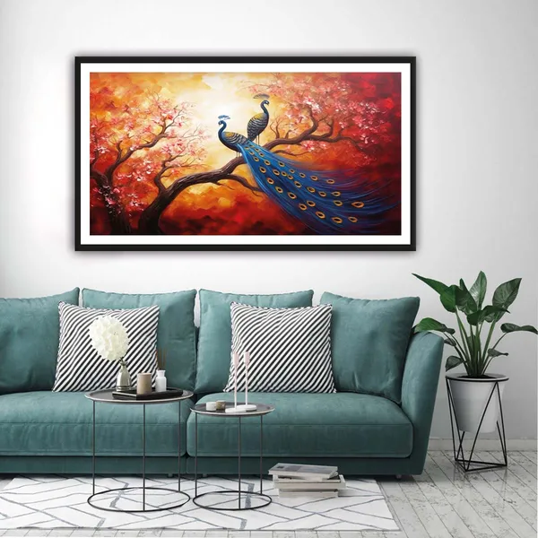 Framed_Contemporary_Peacock_Wall_Art