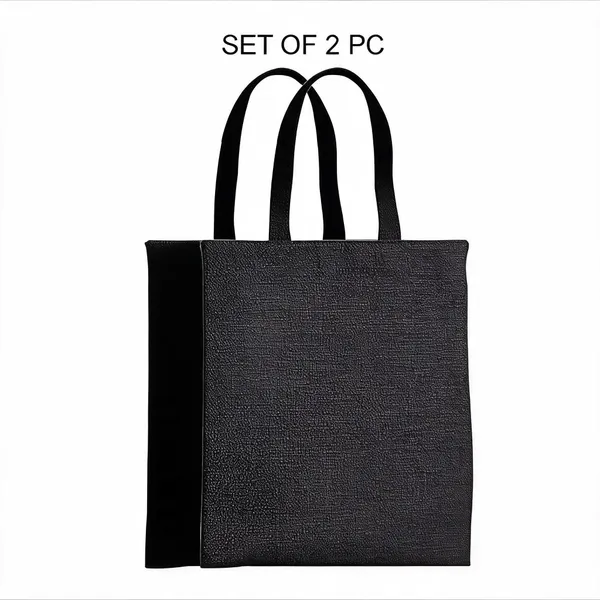 Black_Cotton-Poly_Plain_Tote_Grocery_Bag_Set_Of_2
