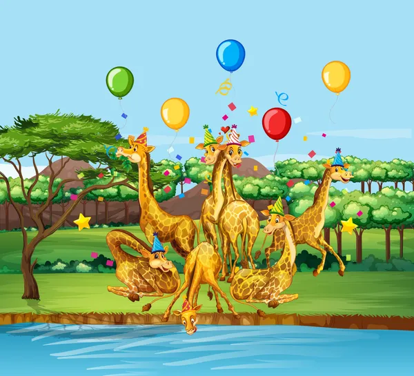 Multicolour_Giraffe_Family_Jungle_Wall_Art