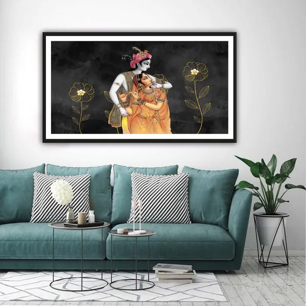 Framed_Traditional_Floral_Radha_Krishna_Wall_Art