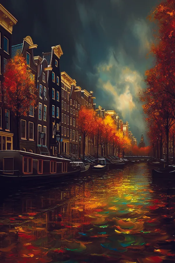 Framed_Autumn_Canal_Cityscape_Wall_Art