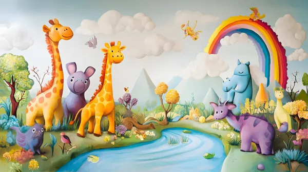 Animal_And_Space_Theme_Kids_Wall_Mural
