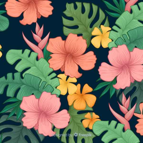 Navy_Blue_Tropical_Floral_Print_Pattern