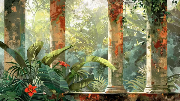 Tropical_Forest_And_Golden_Leaf_Decorative_Wall_Panels