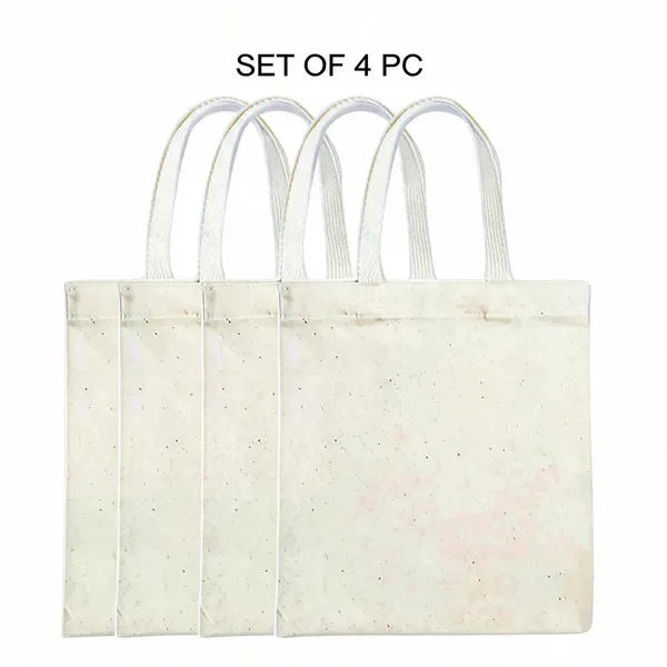 White_Cotton-Poly_Plain_Tote_Grocery_Bag_Set_Of_4