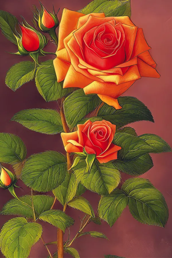 Floral_Orange_Rose_Print_Framed_Wall_Art