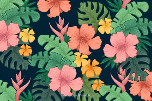 Navy_Blue_Tropical_Floral_Print_Pattern