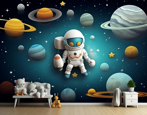Animal_And_Space_Theme_Kids_Wall_Mural