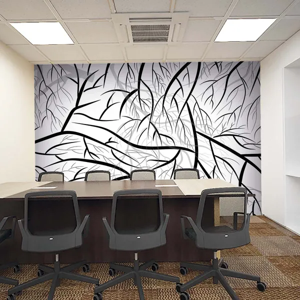 White_Modern_Leaf_Pattern_Wallpaper