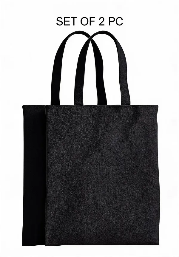 Black_Cotton_Blend_Plain_Tote_Grocery_Bag_Pack_Of_2