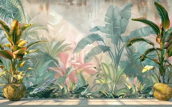 Tropical_Forest_And_Golden_Leaf_Decorative_Wall_Panels