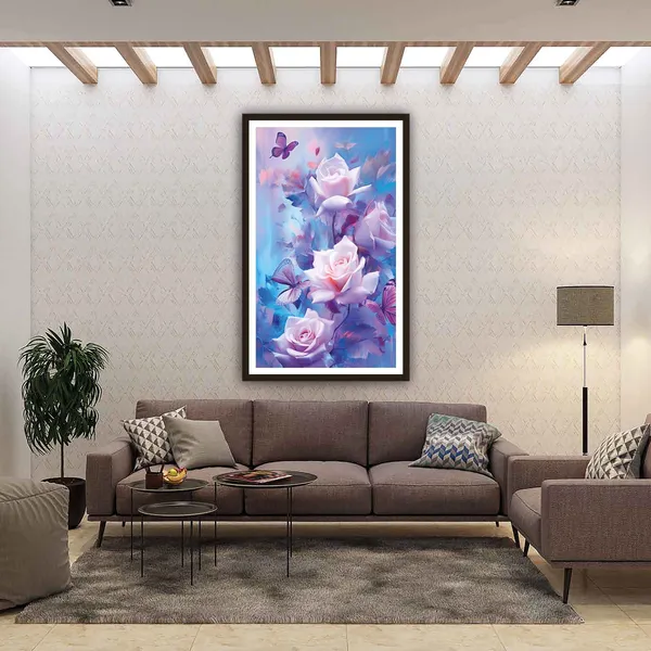 Gold_Tone_Floral_Butterfly_Print_Framed_Wall_Art
