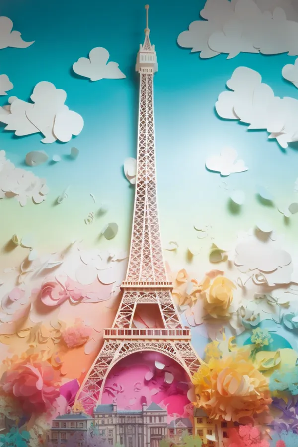 Framed_Colorful_Eiffel_Tower_Wall_Art