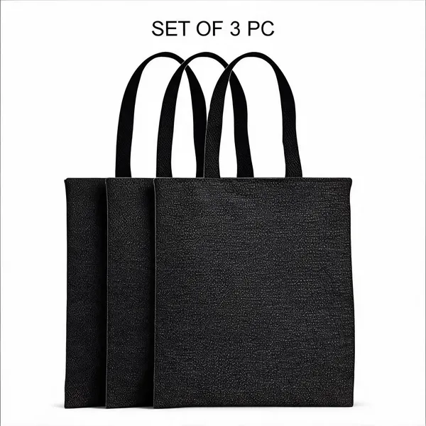 Black_Cotton_Blend_Plain_Tote_Grocery_Bag_Pack_Of_3
