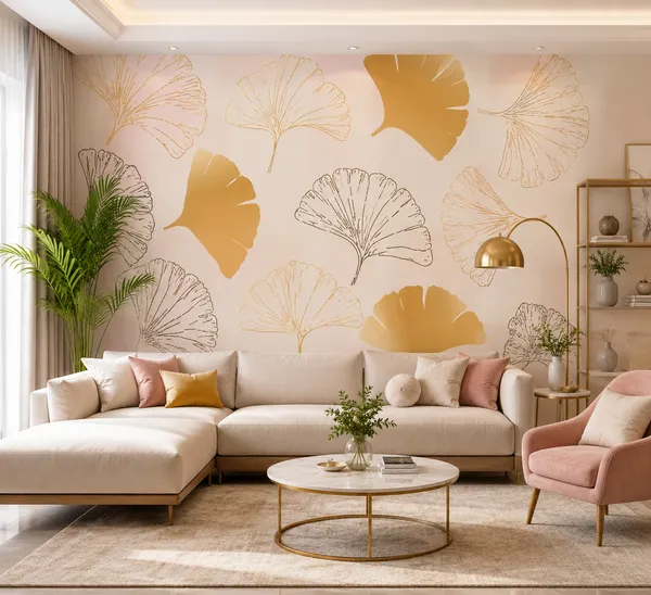 Pastel_Gold_Ginkgo_Leaf_Pattern_Wallpaper