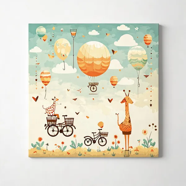 Multicolor_Pastel_Hot_Air_Balloon_Giraffe_Bicycle_Wallpaper