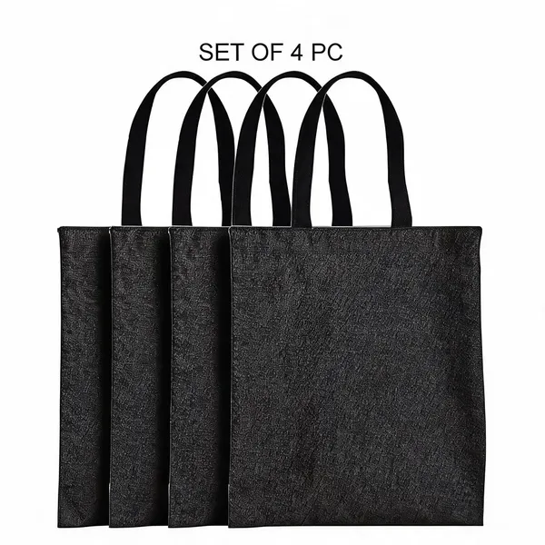 Black_Cotton_Blend_Plain_Tote_Grocery_Bag_Pack_Of_4