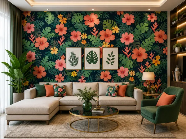 Navy_Blue_Tropical_Floral_Hand_Drawn_Print_Wallpaper