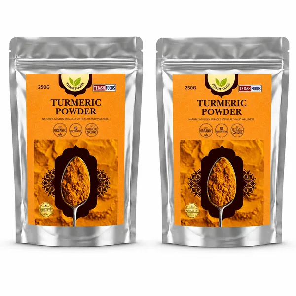 Tejash_Foods_Turmeric_(Haldi)_Powder_|_Premium_Natural_Turmeric_Powder_|_Pure_&_Authentic_Spice_|_No_Added_Colors_or_Preservatives_|_For_Cooking,_Milk_&_Daily_Use_|_250g