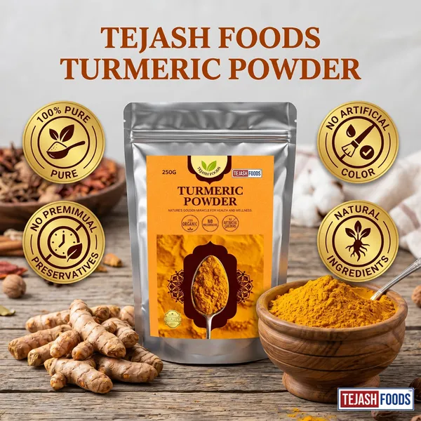 Tejash_Foods_Turmeric_(Haldi)_Powder_|_Premium_Natural_Turmeric_Powder_|_Pure_&_Authentic_Spice_|_No_Added_Colors_or_Preservatives_|_For_Cooking,_Milk_&_Daily_Use_|_250g