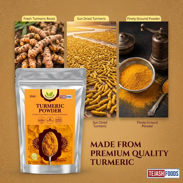 Tejash_Foods_Turmeric_(Haldi)_Powder_|_Premium_Natural_Turmeric_Powder_|_Pure_&_Authentic_Spice_|_No_Added_Colors_or_Preservatives_|_For_Cooking,_Milk_&_Daily_Use_|_250g
