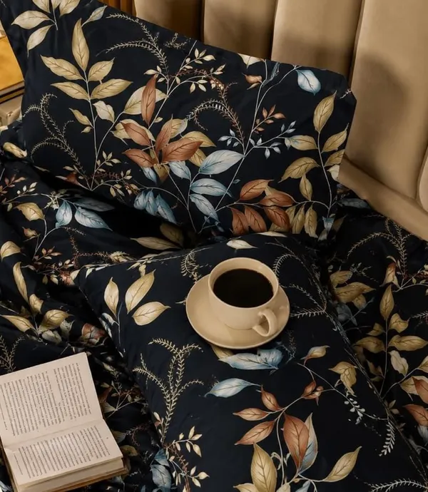 Navy_Blue_Botanical_Floral_Print_Flat_Bedsheet