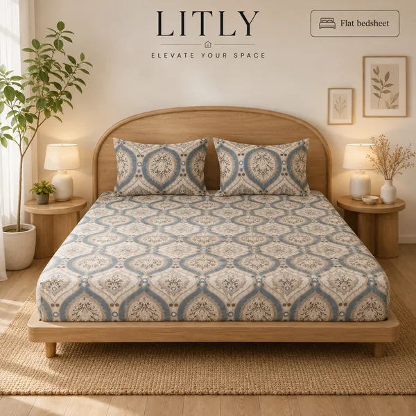 Decorative_Medallion_Print_Flat_Bedsheet_Set