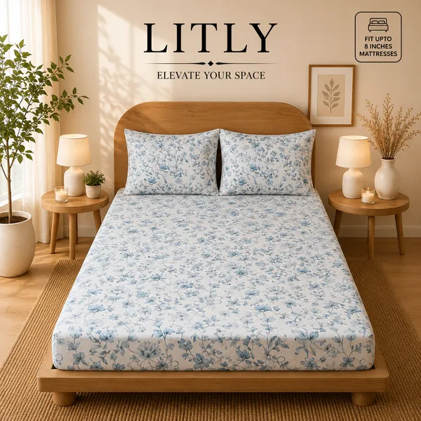 Cotton_Floral_Print_Double_Bedsheet_Set