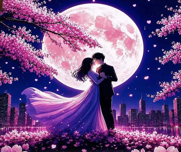 Romantic_Couple_Moon_Floral_Print_Bedsheet_Set
