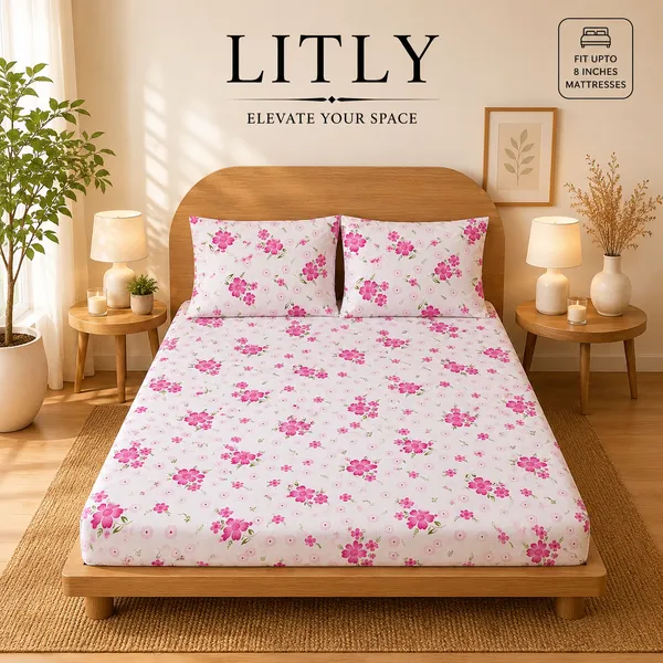Cotton_Floral_Print_Double_Bedsheet_Set