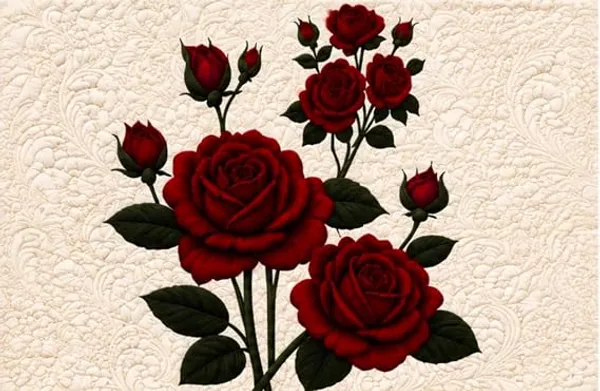 Quilted_Red_Rose_Floral_Bedspread_Set