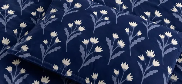 Navy_Blue_Botanical_Print_Flat_Bedsheet