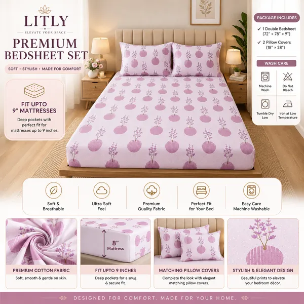 Floral_Print_Elastic_Fitted_King_Size_Bedsheet