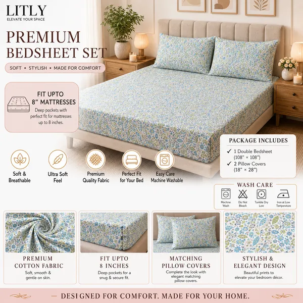 Cotton_Floral_Print_Double_Bedsheet_Set_With_Pillow_Covers