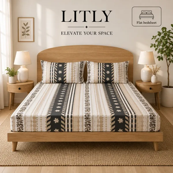 Printed_Floral_Stripe_Pattern_Bedsheet_Set