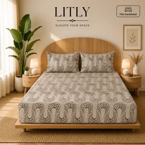 Beige_Paisley_Print_Flat_Bedsheet