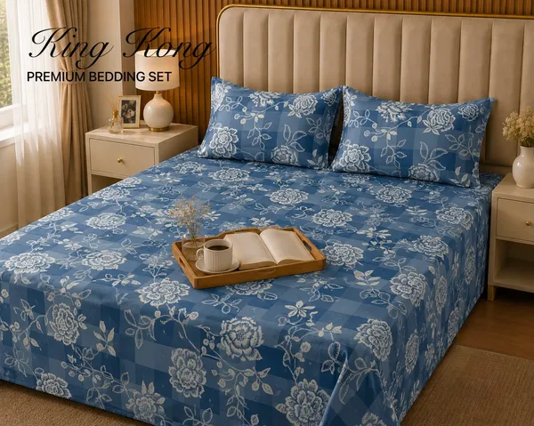 Blue_Floral_Print_King_Size_Flat_Bedsheet_Set